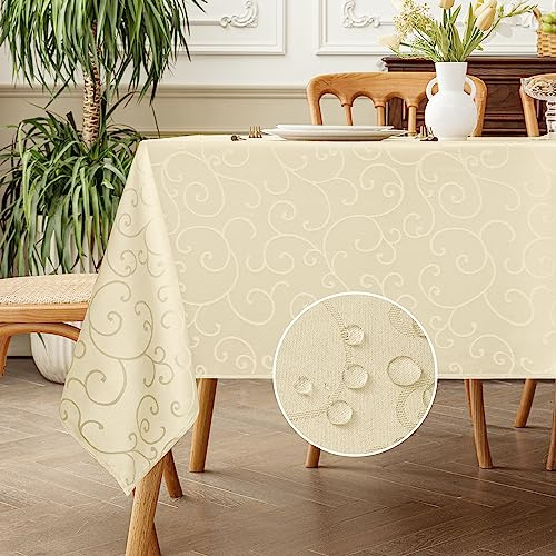 Romanstile Stain Resistant Square Tablecloth 160 x 160 cm Beige Water Repellent Elegant Tablecloths for Christmas Outdoor Parties Birthday Hotel, Restaurant, Bar, Cafe, Beer