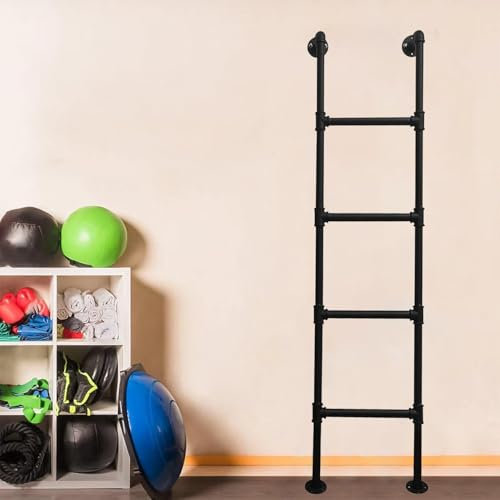 Échelle de couchette intérieure Échelle murale en métal 1m 1,5m 2m 2,5m 3m Échelle de sortie de puits de fenêtre de sous-sol Échelle d'escalade de secours pour grenier, camping-car, terrasse - Noir(11