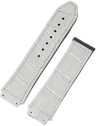 HAJMGUMC Echtes Lederarmband passend Fit For Hublot Big Bang Serie Herren Damen Gummileder Sportuhr Armband 19X25mm Uhrenzubehör(Grey)