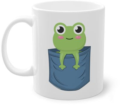 Frog Chest Pocket Kaulquappe Froschzüchter Kaffeetasse | Laubfrosch Kröte Frosch Tasse Weiß (02890C)
