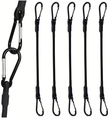 JUKOTA 5 pezzi Corda elastica, elastiche con moschettoni, tenditore elastico da 35 cm, trasporto in gomma elastica per valigie, ganci cinghia elastica per tendalini, teloni, campeggio, bagagli
