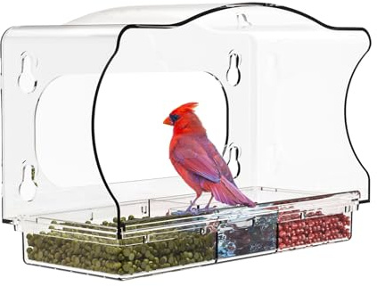 - para pájaros – Plataforma de alimentación de Animales Salvajes, de con Fuerte sujeción, Soporte de Semillas extraíble Instalado | Decoración de Placer Natural a Corta