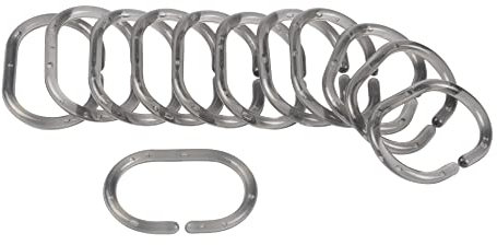 Douceur d 'Intérieur Ringe für Duschvorhang, 12-teilig, Maße: 4 x 0,4 x 6 cm anthrazit