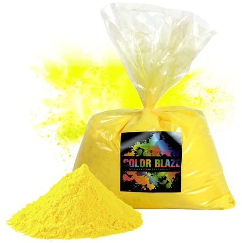 Color Blaze Holi Colored Powder - 5 lbs of Yellow Powdered Color - for Fun Runs, Color Toss, Rangoli, Powder War, Backyard Party & Festivals - Pack of 1 Colorful Bag - 5 Pounds in Bulk - Yellow