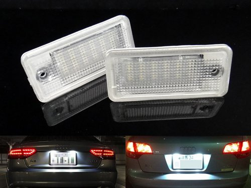 RZG 2 luci a LED per targa, canbus, per A3, S3, RS3, A4, S4, RS4, A5, A6, S6, RS6, A8, S8, Q7, colore: bianco