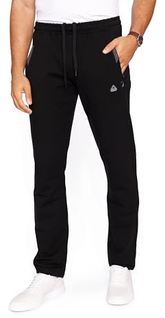 SCR SPORTSWEAR Mens Sweatpants Made in Turkey - Luxury Tall Sweatpants for Men - Men's Athletic Lounge Pants with Zipper Pockets, Open Bottom, Straight Leg, 36 Inseam, Cotton, Small, 30Wx36L, Black