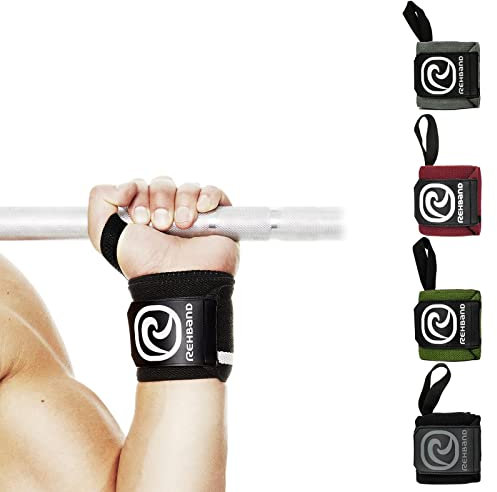 Rehband Handgelenk Bandagen Wrist Wraps für Kraftsport 45 cm, stabilisierende Gym Handgelenkbandage schützt vor Abknicken bei Druckübungen wie Bankdrücken & Schulterdrücken