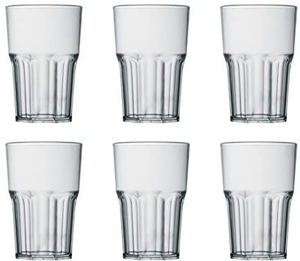 Garnet - Bicchiere in PLASTICA Riutilizzabile mod. Granity trasparente X 6 PEZZI – Lavabile in lavastoviglie - 40 cl al Bordo/ 33-35 cl a Servizio - 100% Made in Italy