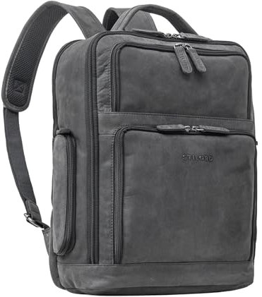 STILORD 'Jayden' Business-Rucksack Herren Leder Groß Vintage mit Laptopfach 15 16 17 Zoll DIN A4 - ideal als Arbeitsrucksack Laptoprucksack Echtleder, Farbe:anthrazit