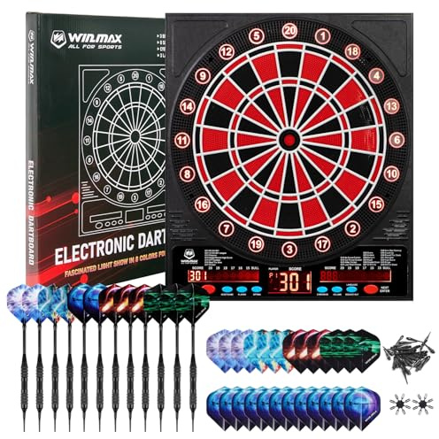 Electronic Dart Board for Adults Soft Tip Dartboard Set, Dart Board Electronic Scoreboard with 12 Soft Tip Darts& Light Illuminated Display, up to 8 Players