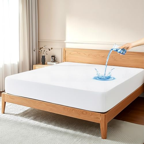 100% Terry Cotton Emperor King Mattress Protector for Bed- Wrinkle Resistant Mattress Cover Ultra Soft Durable Waterproof Breathable Machine Washable Fitted Sheet Fits up to 12'' Deep Pocket