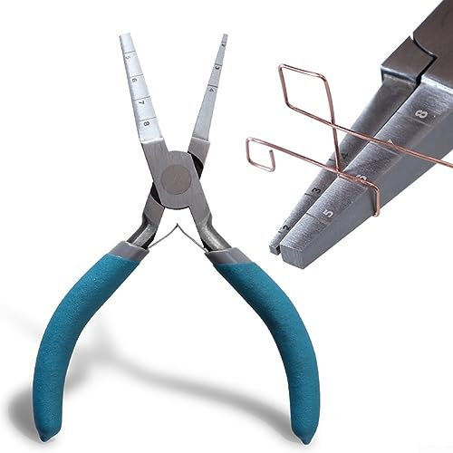 RANRAO Professional Square Wire Winding Pliers, Precision Square Nose Pliers with Scale Wire Looping Pliers for Beading Jewelry Making and Wire Forming