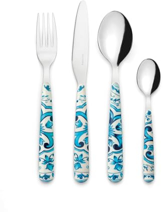Guzzini -Set 24 posate in acciaio inossidabile, argento, BLUES (Blu mediterraneo)