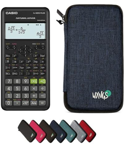 Casio fx-82ES Plus 2nd Edition con Funda Protectora WYNGS Azul - Calculadora Científica - Paquete Básico