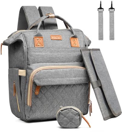 Baby Changing Bag Backpack with USB Port Baby Nappy Changing Backpack Bag with Portable Changing Mat,Stroller Straps, Waterproof Diaper Bags for Mom and Dad