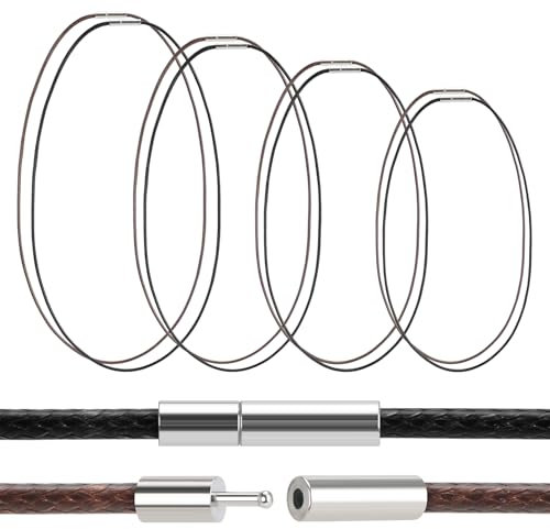ZHXGO 8 Stück Schwarz/Braun Geflochten Kunstleder Halskette, 2mm Breit Schwarz Geflochten Lederkette mit Kupfer Verschluss, 40/45/50/55cm Geflochtene Lederkette Lederband für Männer und Damen