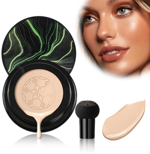 Pilzkopf Luftkissen CC Creme, 2025 Neu Beauty Cream, BB Creme Feuchtigkeitsspendende und Aufhellende, cushion foundation Concealer Make Up Gleichmäßige Hautfarbe für Gesicht (Nude-Farbe, 20G)