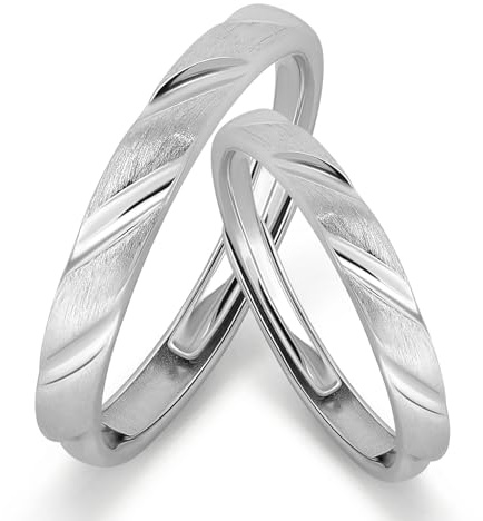 Meissa Eheringe Silber 925 Paarpreis für Sie und Ihn Partnerringe Paarringe Paar Ringe Verlobungsringe Verlobung Hochzeit Jahrestag Verstellbar Ringe Damen Herren Valentinstag, Set aus zwei Ringen