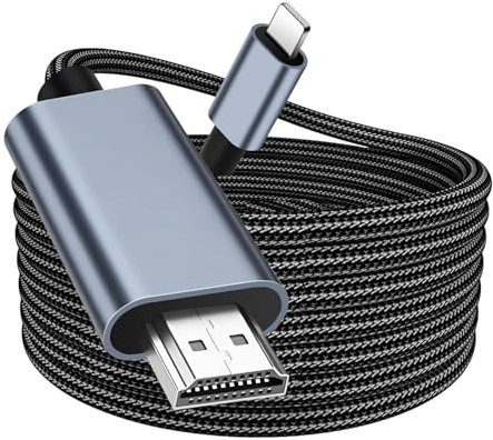 Suoxiom Cable Convertidor HDMI compatible con iPhone 14/12/11/X/8/7/6/5 y iPad, 1080P@60Hz, 2M (no compatible con iPhone 16/15/N, Netflix)