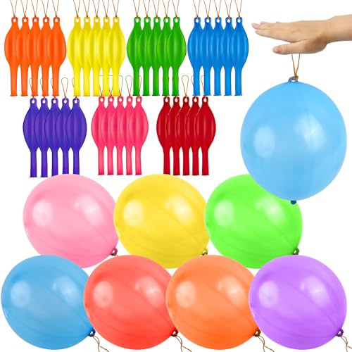 50 Piezas Globos Perforados, Globos Grandes de Perforación, Globo Gigantes con Cinta Elástica para Fiestas, Globos de Colores para Juegos al Aire Libre y Niños