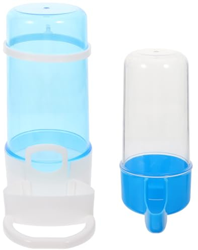 NUOBESTY 2Pcs Automatic Poultry Drinker with Containers Easy Install and Clean Feed and Water Dispenser for Chickens Budgies and Small Pets Suitable for Wire Cages Spacing