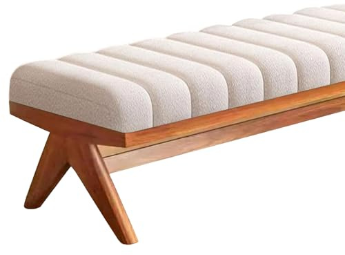 Générique Coussin pour Banc D'intérieur,Coussin Rectangulaire pour Banc 2/3 Places,Coussin en Velours Baie Vitrée, avec Fermeture éclair Et Dessous Antidérapant,pour Extérieure,Blanc,40x160CM