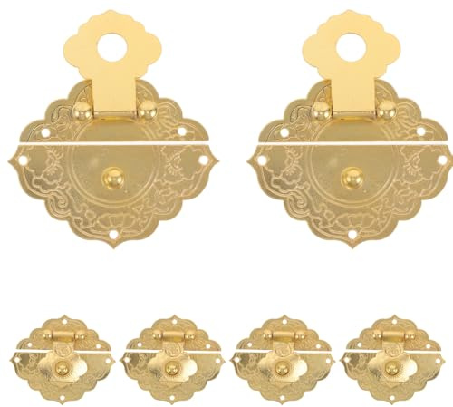 Veemoon 6 Pièces Loquet en Métal Vintage pour Boîte à Bijoux en Bois Fermeture Décorative Or, Fermeture Facile et Élégante pour Coffret de Rangement Rétro