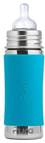 Pura Edelstahl-Flasche für Säuglinge, 325 ml, Aqua Sleeve