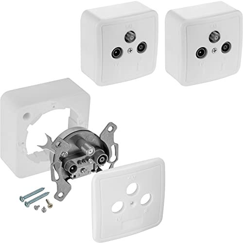 Poppstar 3x SAT socket (3-hole antenna socket), terminal socket for SAT, TV and cable connection (digital/analogue), suitable for surface mounting/flush mounting