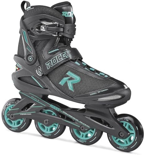 Roces 400822 Women's Model Icon Fitness Inline Skate, US 6, Black/Aqua