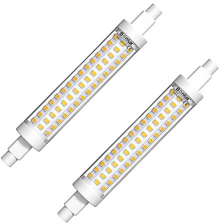 Bonlux R7S Bombilla LED 118MM 15W No Regulable J118 Lineal Slim 118MM Blanco Frío 6000K con 1300LM Doble Efecto Equivalente 150W Lámpara halógena AC 220 – 240V 360 grados (2-Unidades)