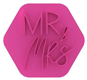 LissieLou Mr & Mrs Cookie Stamp Wedding Love - Goffratura per fondente, colore: Rosa chiaro