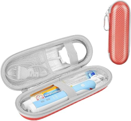 PhD Keisi Reiseetui für elektrische Zahnbürste für Braun Oral B Pro 1/2 2900, 2000, 2500, 200, 750, SmartSeries, Smart 4 mit Zubehöraufbewahrung, tragbares Hartschalen-Reiseetui in Korallenrot