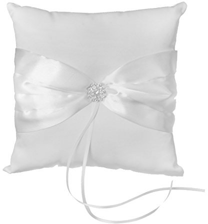 Tiuimk Ringträger Strass Blume Hochzeit Ringkissen für 2 Ringe für Zeremonie, 10 x 10 cm, 1 Count (Pack of 1), Stoff