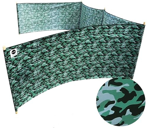 Forest Camo Pro Beach Recycled Polyester Rip-Stop 20 ft Lightweight Windscreen, Privacy Screen, Wind Blocker, Free Matching Shoulder Bag