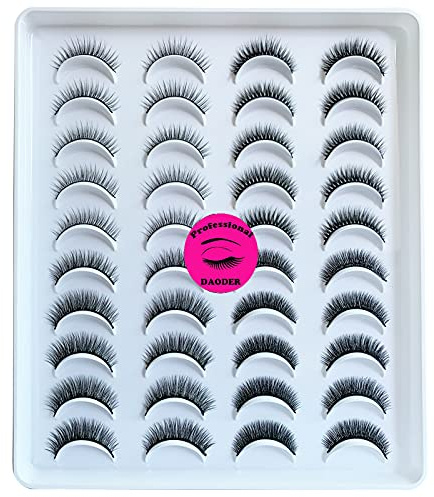 DAODER Lashes Short Eyelashes Natural Look Faux Mink Lashes Wispy Medium Length False Eyelashes 9~11mm Reusable Eye Lashes Pack Variety Styles 20Pairs Black
