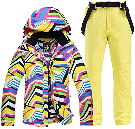 LITOSM Tuta da Neve Donna Vestiti da Sci Attraversando Snowboard Set Impermeabile Giacca Costume da Esterno + Cinturino Tuta da Sci Completa