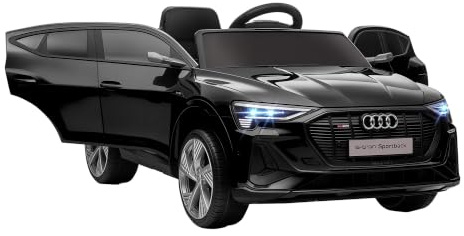 HOMCOM Voiture Électrique Enfants Audi e-tron Sportback, 12V Noir | Sous Licence Audi, Véhicule Électrique, Max. 5 Km/h, Télécommande 2,4G, Phares LED, Musique, Klaxon, Port USB, MP3