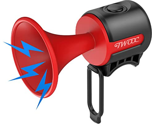 BSSOK Super Campanello Bici Elettronico, 100dB 1 Suono Clacson Bicicletta Elettrico Batteria Bottone Alta Capacità 300mAh/IPX4 Impermeabile/Antiscivolo MTB Trombetta bici Per Adulti Bambini (Rosso)