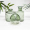 Set of 3 Green Vintage Glass Ribbed Bottle Flower Display Bud Vases