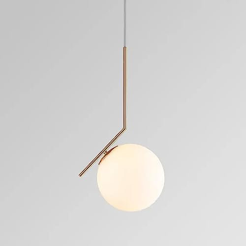 Partenopea® Lampadario a sospensione lampada moderna da soffitto con corpo in metallo color bronzo e sfera in vetro attacco per lampadina G9 (lampadina esclusa, Sfera 20 cm)