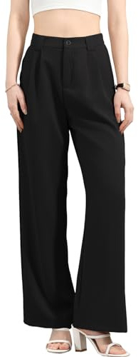 HOTIAN Dam vida ben byxor enfärgade lösa raka skurna palazzo byxor joggingbyxor basic eleganta byxor fritidsbyxor yogabyxor