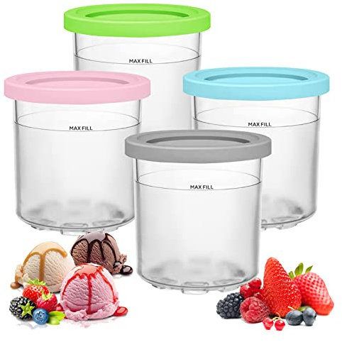Horuili® Bacs à Crème Glacée, Lot de 4 Récipient À Crème Glacée, Bac à Glace avec Couvercle, pour NC299AMZ NC301 NC300S, Réutilisables, Lavable en Lave-Vaisselle