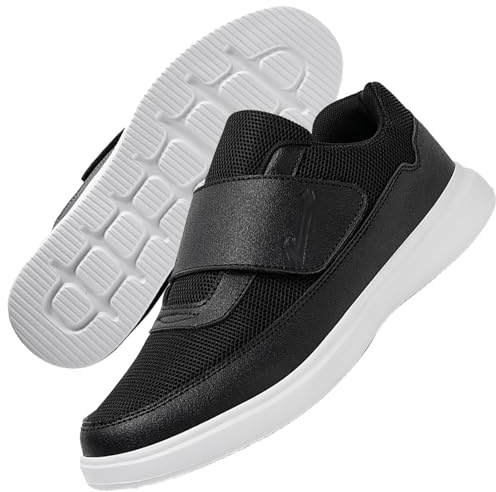 AZMAHT Zapatos Fascitis Plantar Calzado Ancho Especial Hombre Zapatillas Cómodas Ancho Especial Zapatos Diabeticos Hombre Ortopédicos Ancho Especial,Negro,47 EU