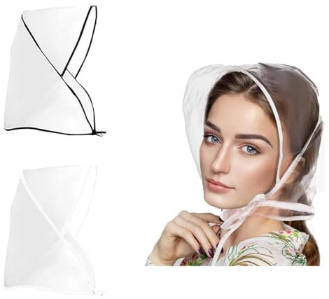 WeddHuis 2 Stück Regenhaube Transparent Kopf Regenhut,mit Sonnenschutz Kunststoff Regenhut Damen Wasserdicht Unisex Herren Damen Regenmantel Regenschutz Überkopf Regenmütze