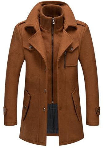 SUIUOI Mantel Herren Wollmantel Winter,Herrenmantel Lange Trenchcoat Jacken Wintermantel Langmantel Warme Wolljacke Mit Revers Lässiger Einfarbiger Kaschmirmantel,Wolle Kurzmantel Business Freizeit