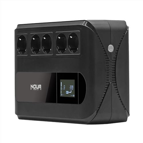 Noua Raiden 1000VA UPS a Ciabatta Multipresa, Gruppo di Continuità per PC con Display, Potenza 1000VA/600Watt, Tecnologia Line Interactive, AVR, 5 Uscite Schuko