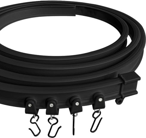3m Flexible Deckenvorhangschiene, gebogene Vorhangschiene mit stummen Rollen，ideal für Duschfenster, Wohnmobil-Raumteiler, Privatsphäre und Heimdekoration - schwarz