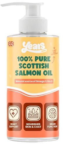 YEARS Salmon Oil for Dogs | Soothes Itchy Skin, Supports Stiff Joints & Promotes a Glossy Coat | Pure Scottish Fish Oil | Omega 3 6 9 | Natural Dog Supplement UK | 250ml