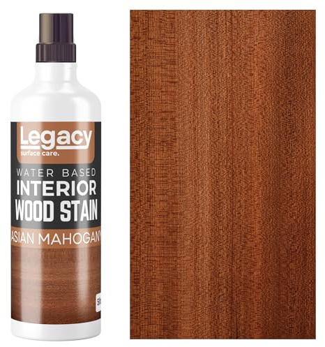 Legacy Surface Care Water Based Wood Stain (Gold Oak) – Fast Drying, Non-Toxic, Easy to Apply Wood Paint & Varnish for Indoor & Outdoor Furniture, Floors & Decking (Asian Mahogony, 1ltr)